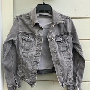 Prana Cropped Denim Jean Jacket Grey XS